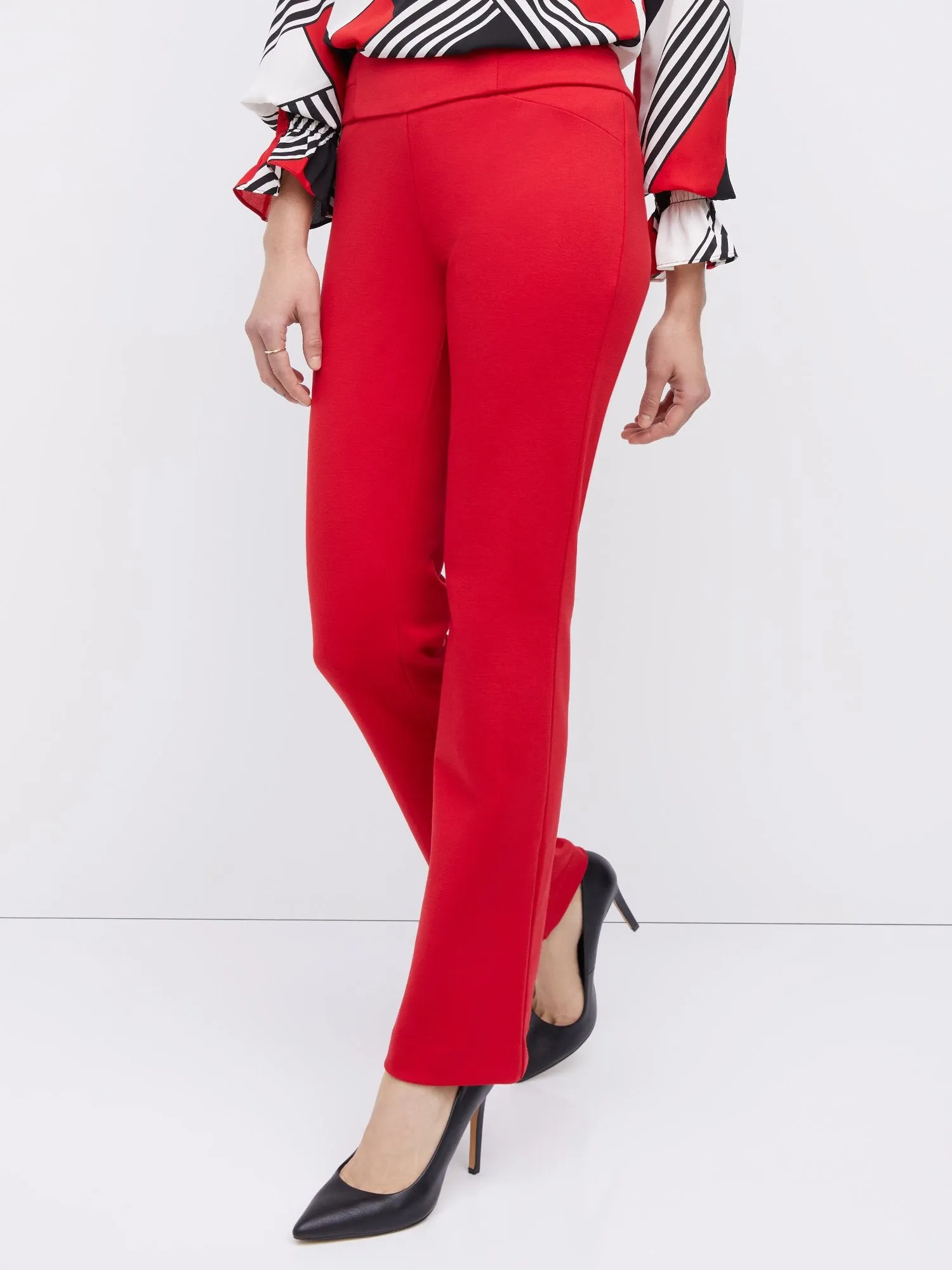 Pull-On Mid-Rise Straight-Leg Ponte Pant - Superflex