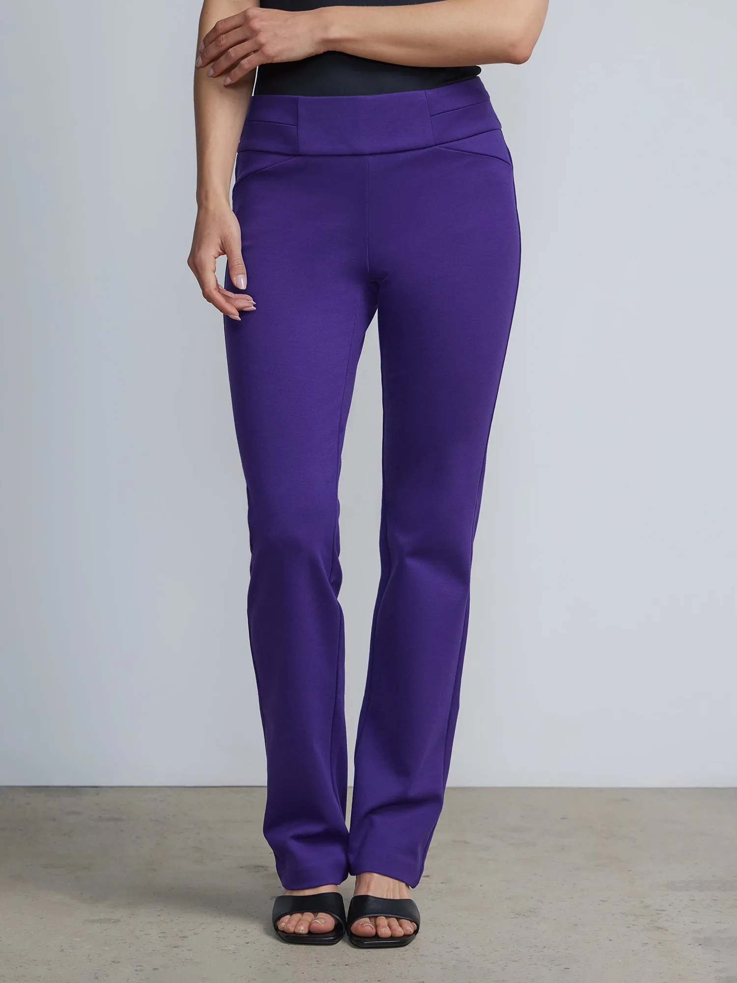 Pull-On Mid-Rise Straight-Leg Ponte Pant - Superflex