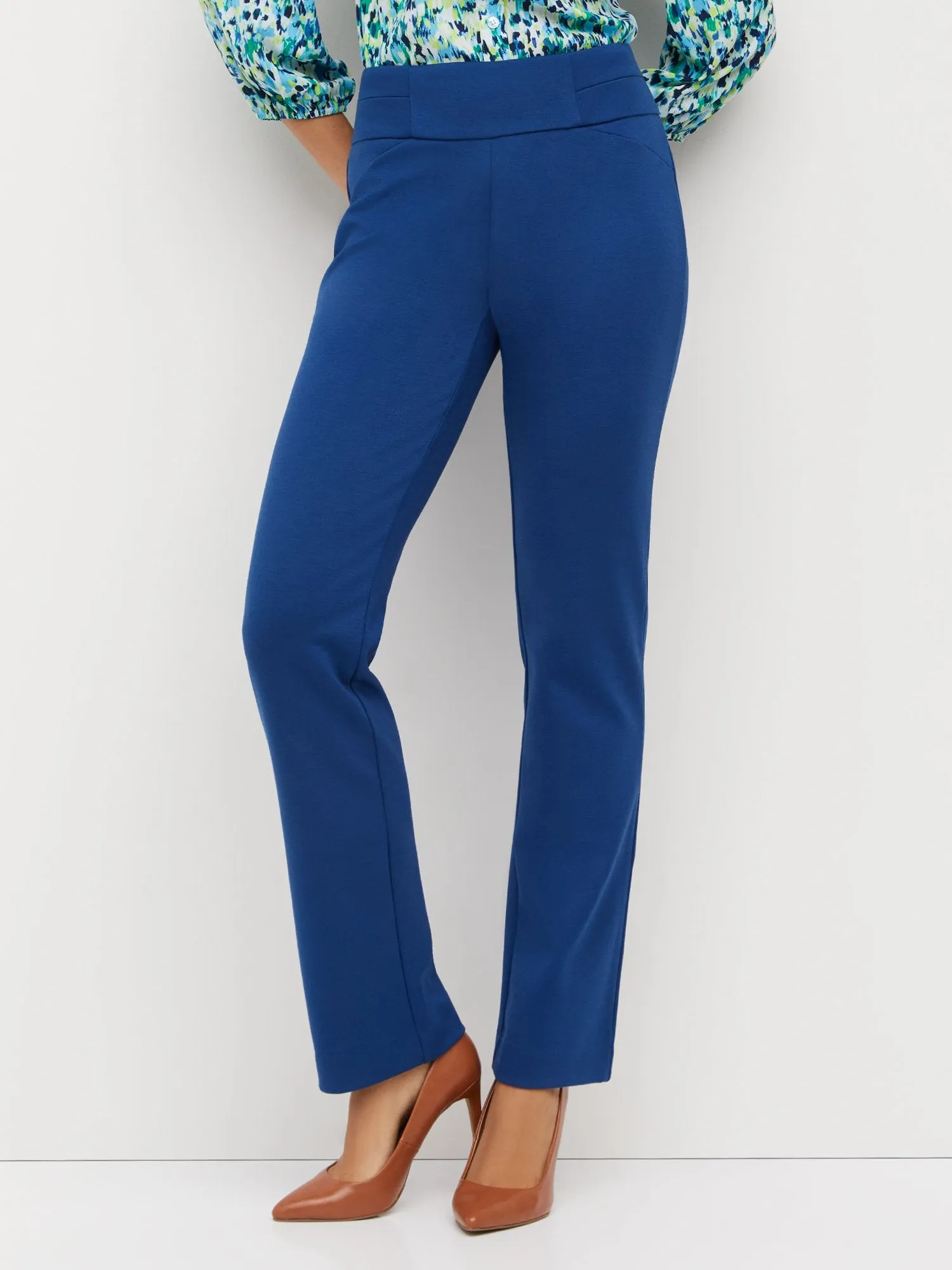 Pull-On Mid-Rise Straight-Leg Ponte Pant - Superflex