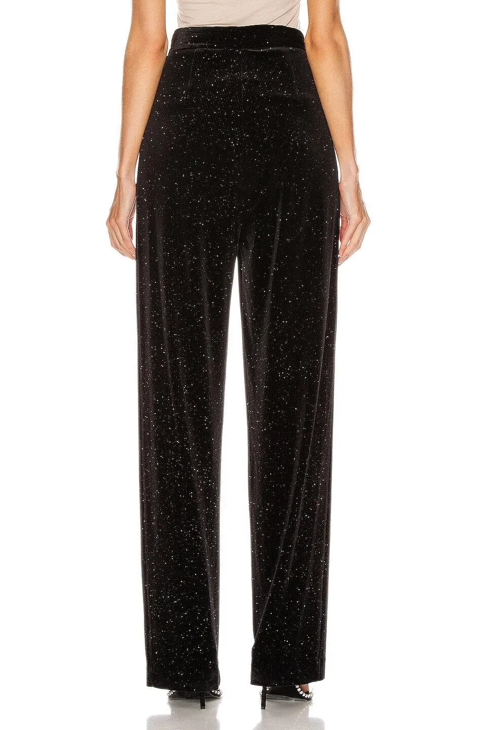 RETROFETE Women's Black Glitter Velvet Mary Pants $345 NWT