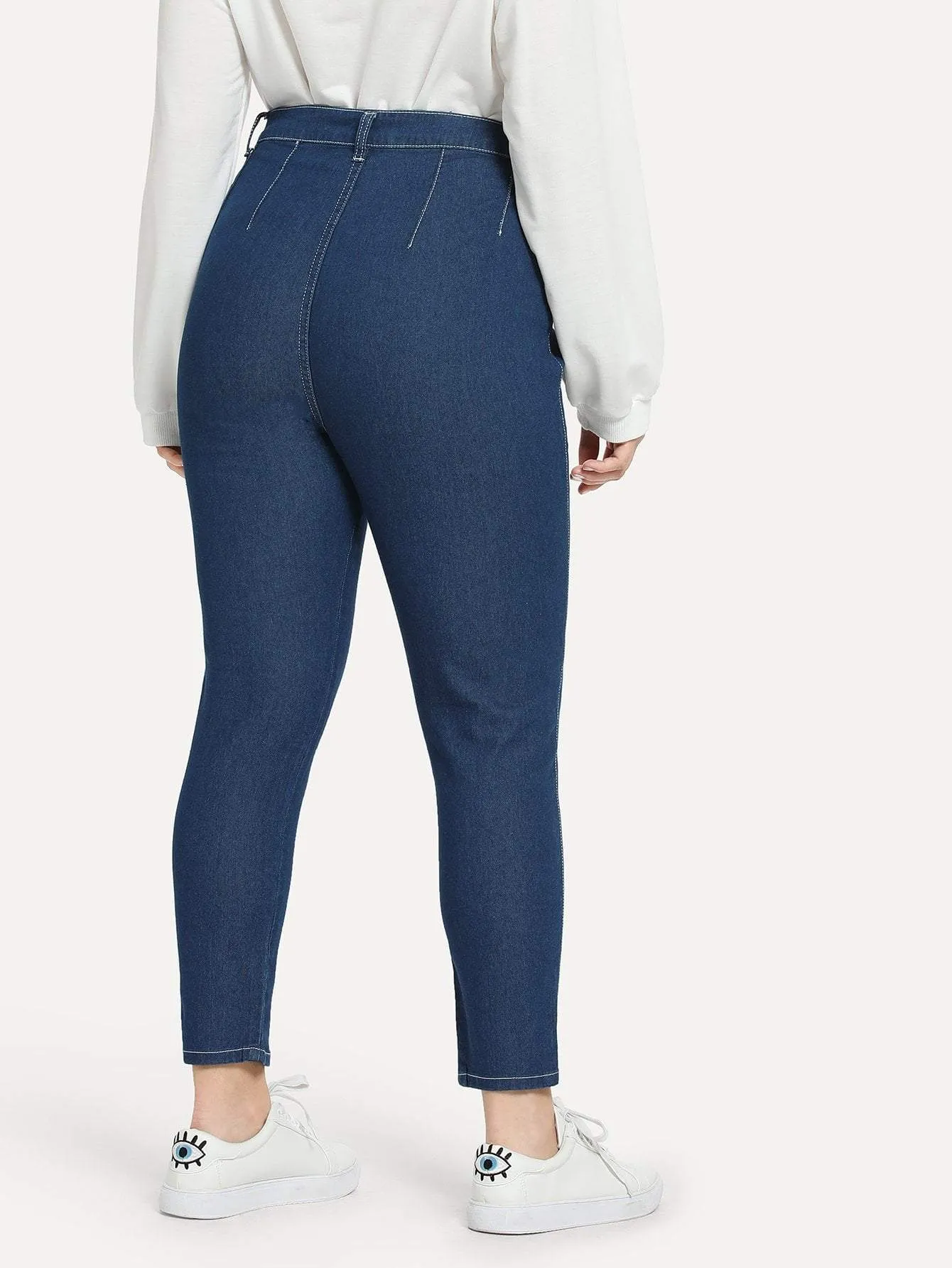 SHEIN Plus Contrast Stitch Skinny Jeans