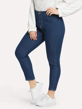 SHEIN Plus Contrast Stitch Skinny Jeans