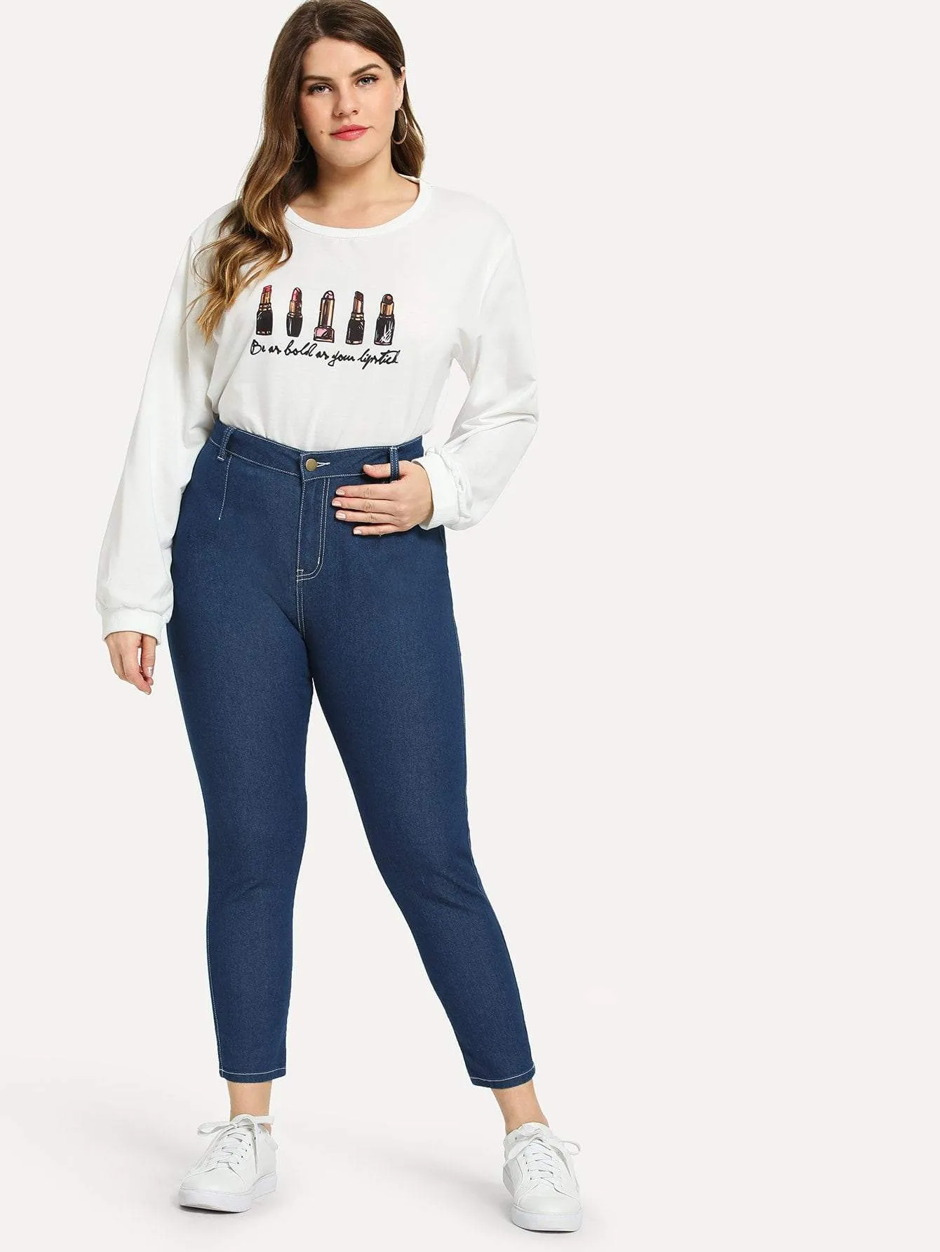 SHEIN Plus Contrast Stitch Skinny Jeans