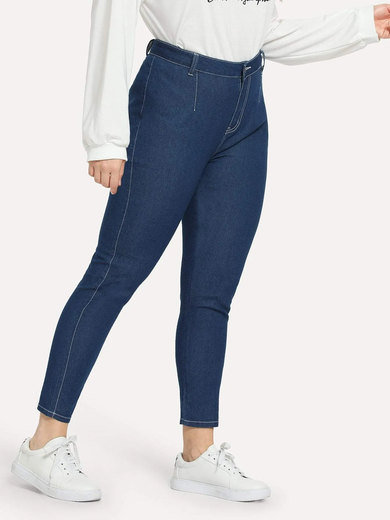 SHEIN Plus Contrast Stitch Skinny Jeans