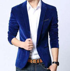 Single Button Slim Fit Velvet Blazer