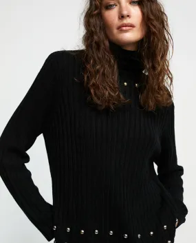 Studded high neck sweater