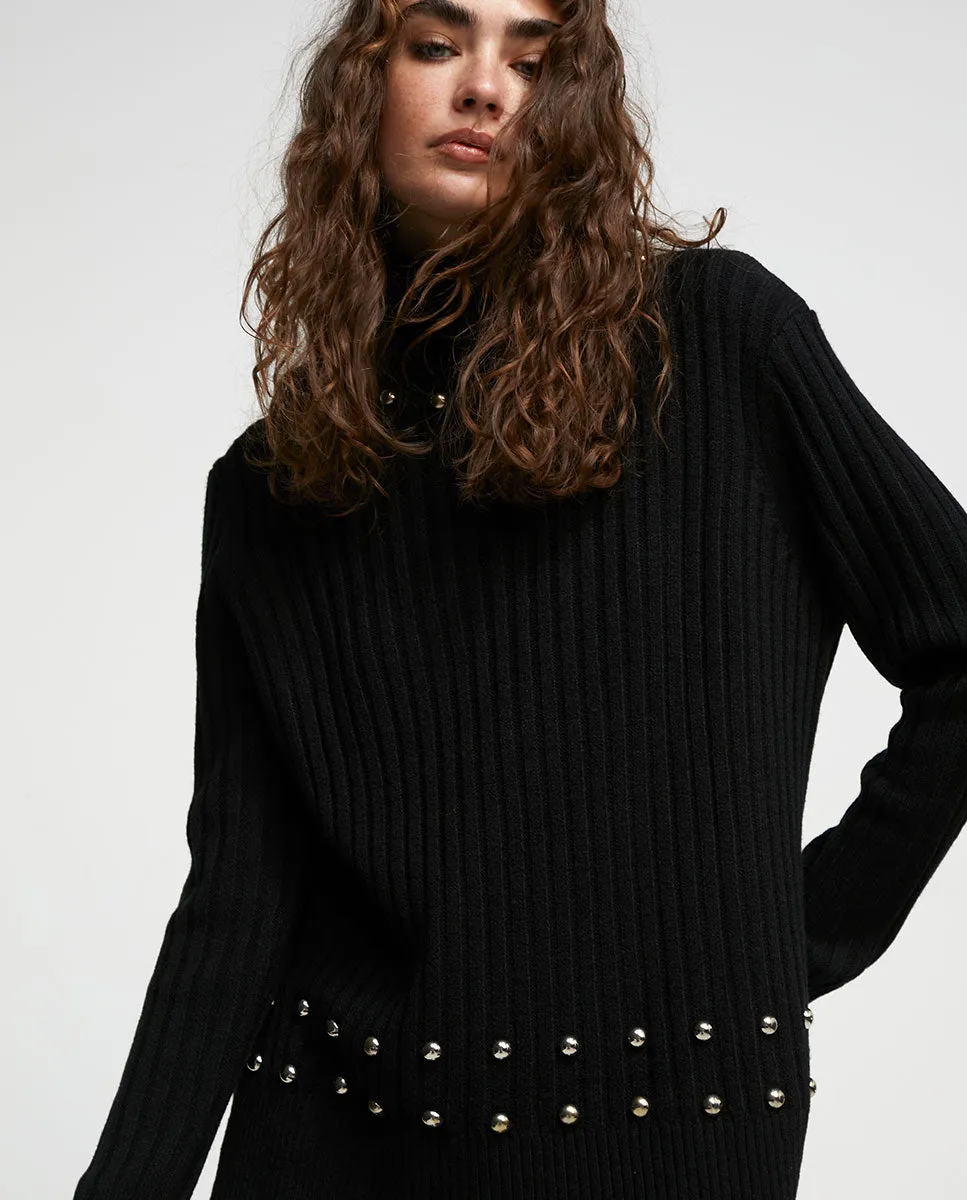 Studded high neck sweater