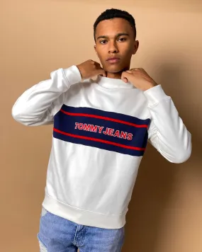 Tommy Jeans Band Mock Neck Crewneck White Multi-coloured