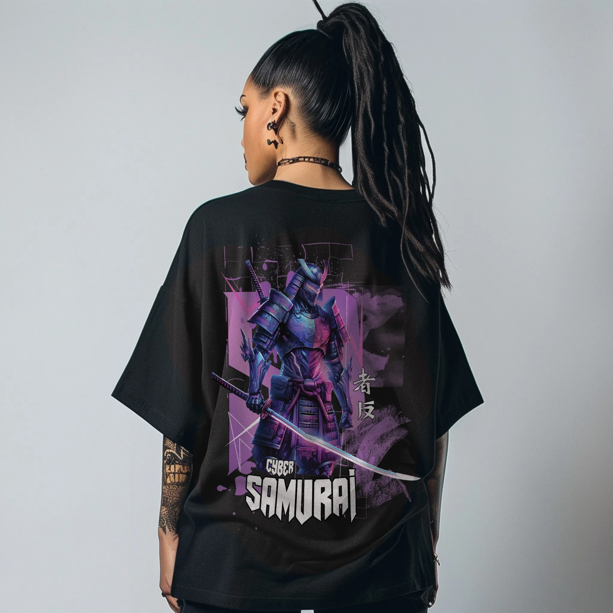 Unisex Cyber Samurai Oversized Graphic Tees