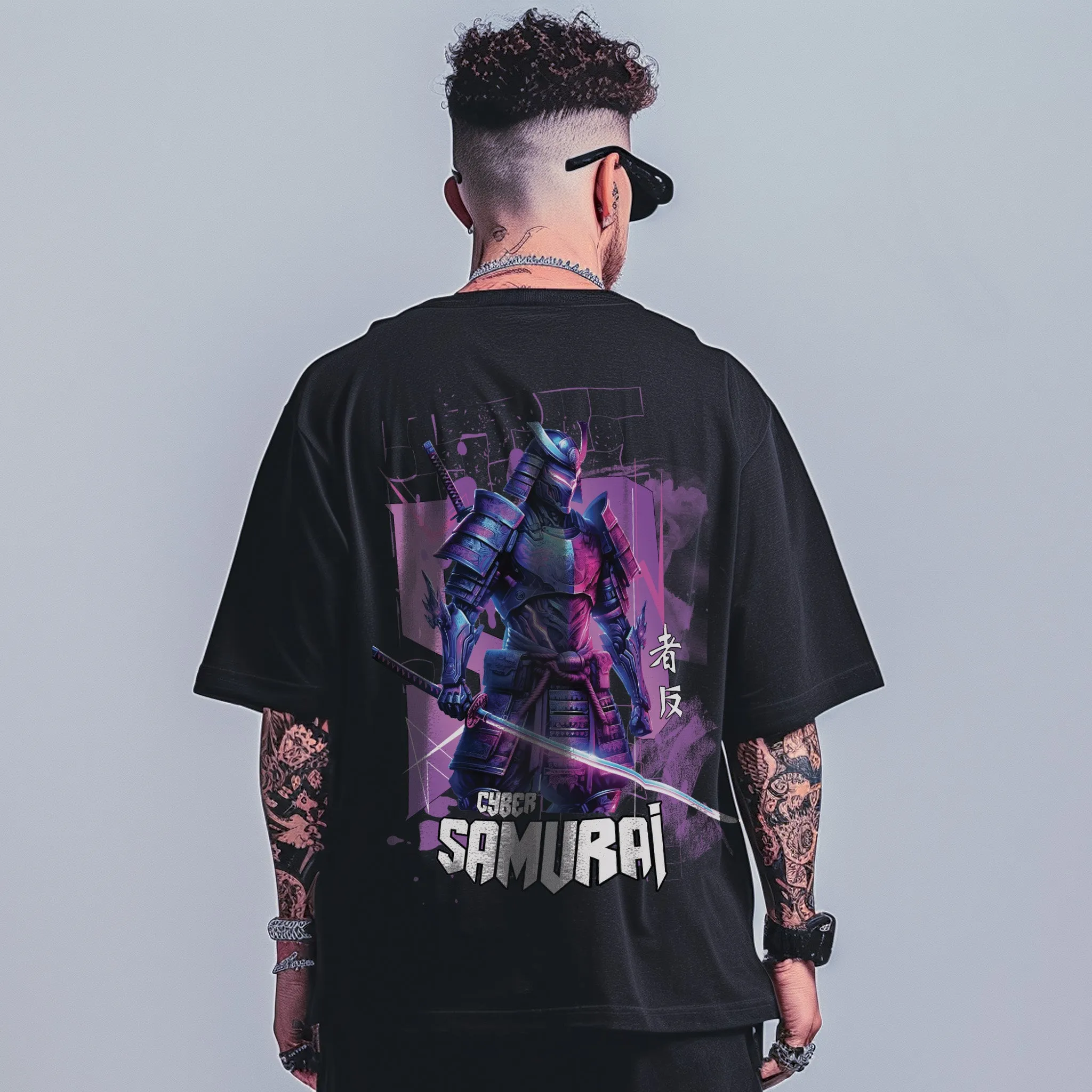 Unisex Cyber Samurai Oversized Graphic Tees