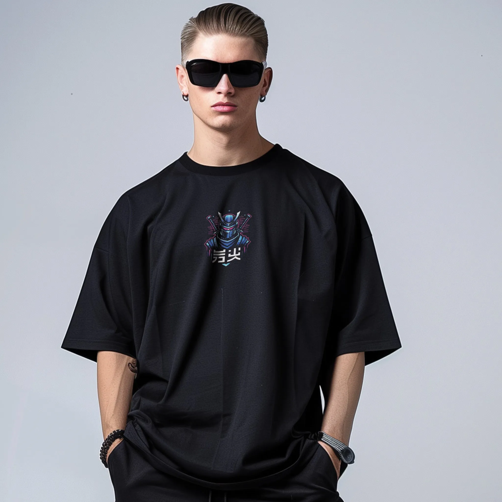 Unisex Cyber Samurai Oversized Graphic Tees