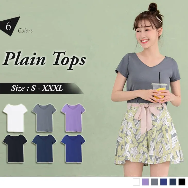 V-NECK SCAFE PLAIN TOPS