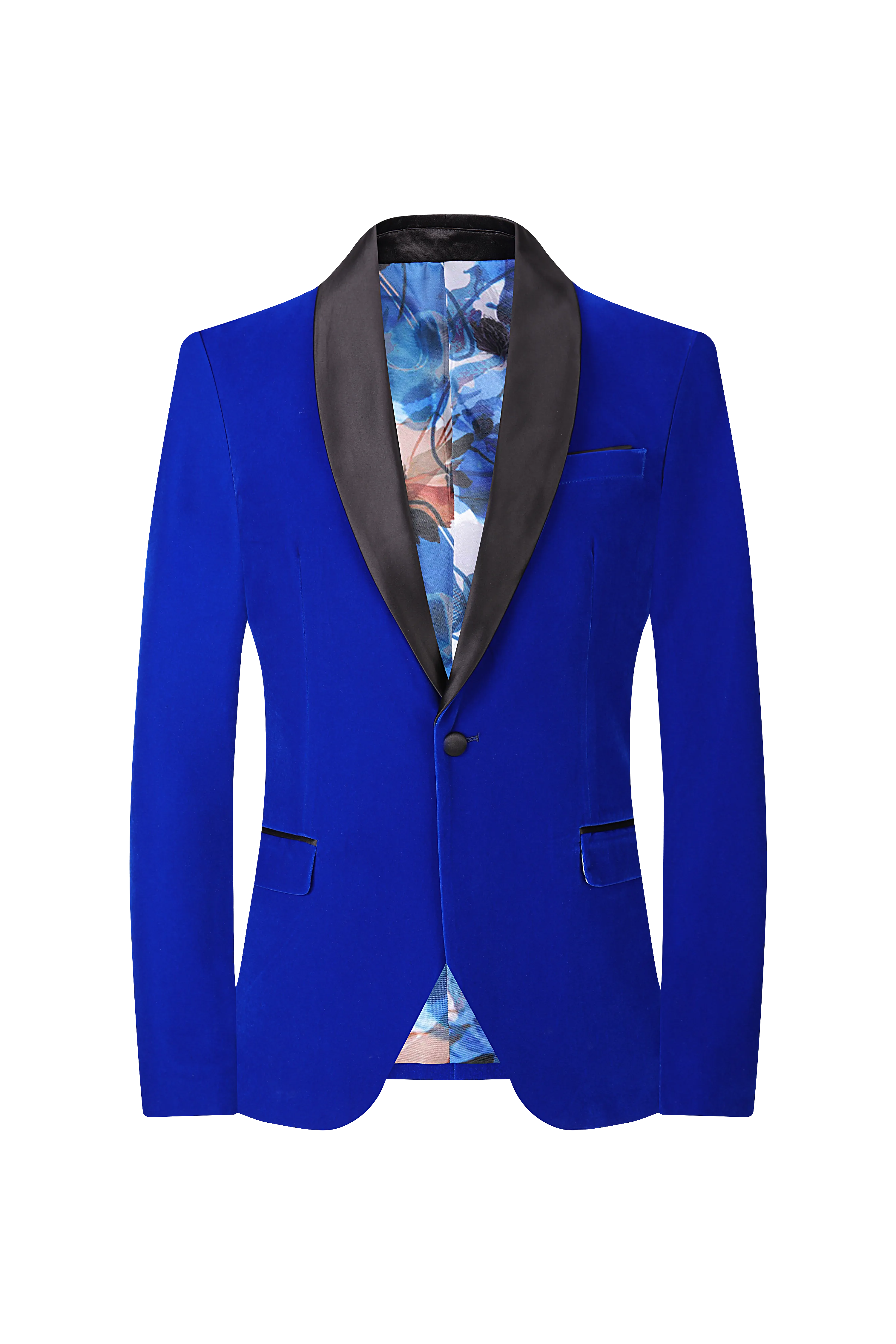 Velvet Shall Lapel Blazer - Royal Blue