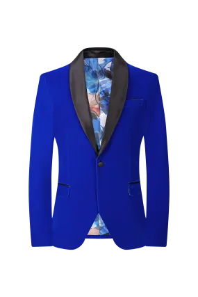 Velvet Shall Lapel Blazer - Royal Blue