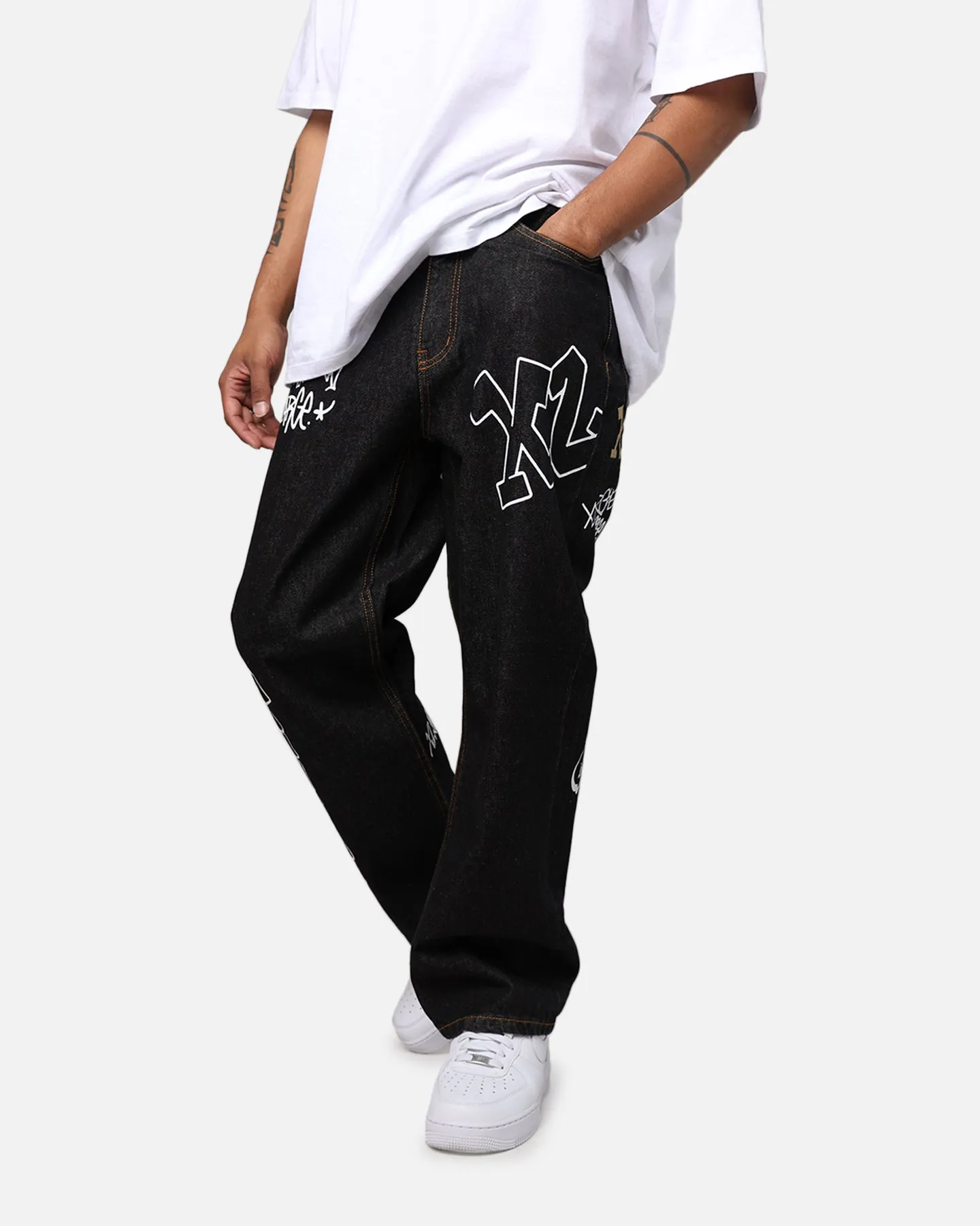 X-Large Graffiti Denim Jeans Black