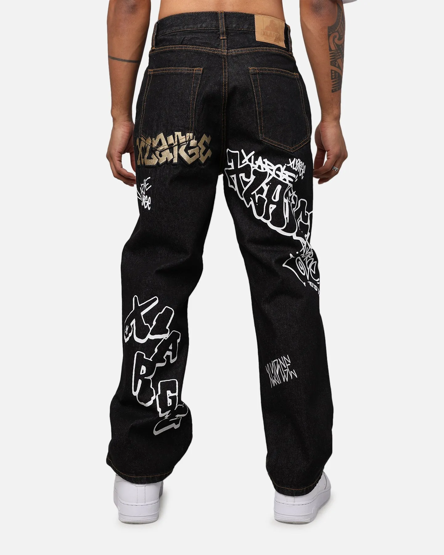 X-Large Graffiti Denim Jeans Black