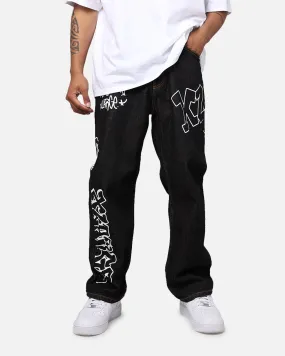 X-Large Graffiti Denim Jeans Black