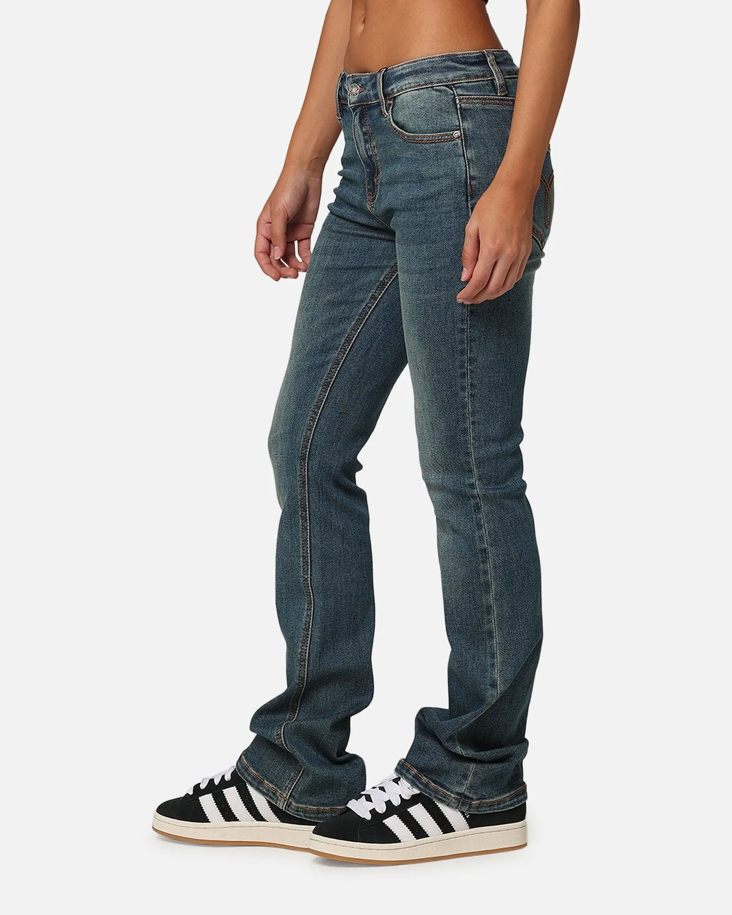 XXIII Women's Mid Rise Skinny Bootleg Jean Dark Denim