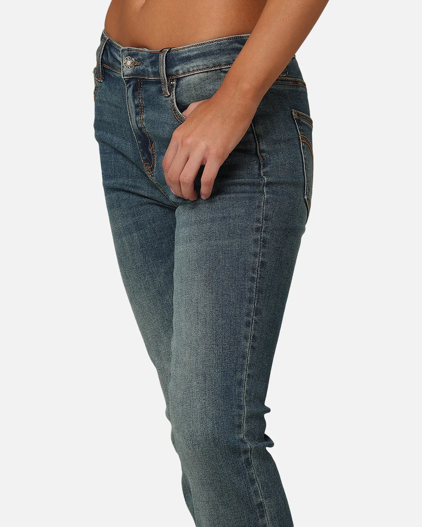 XXIII Women's Mid Rise Skinny Bootleg Jean Dark Denim