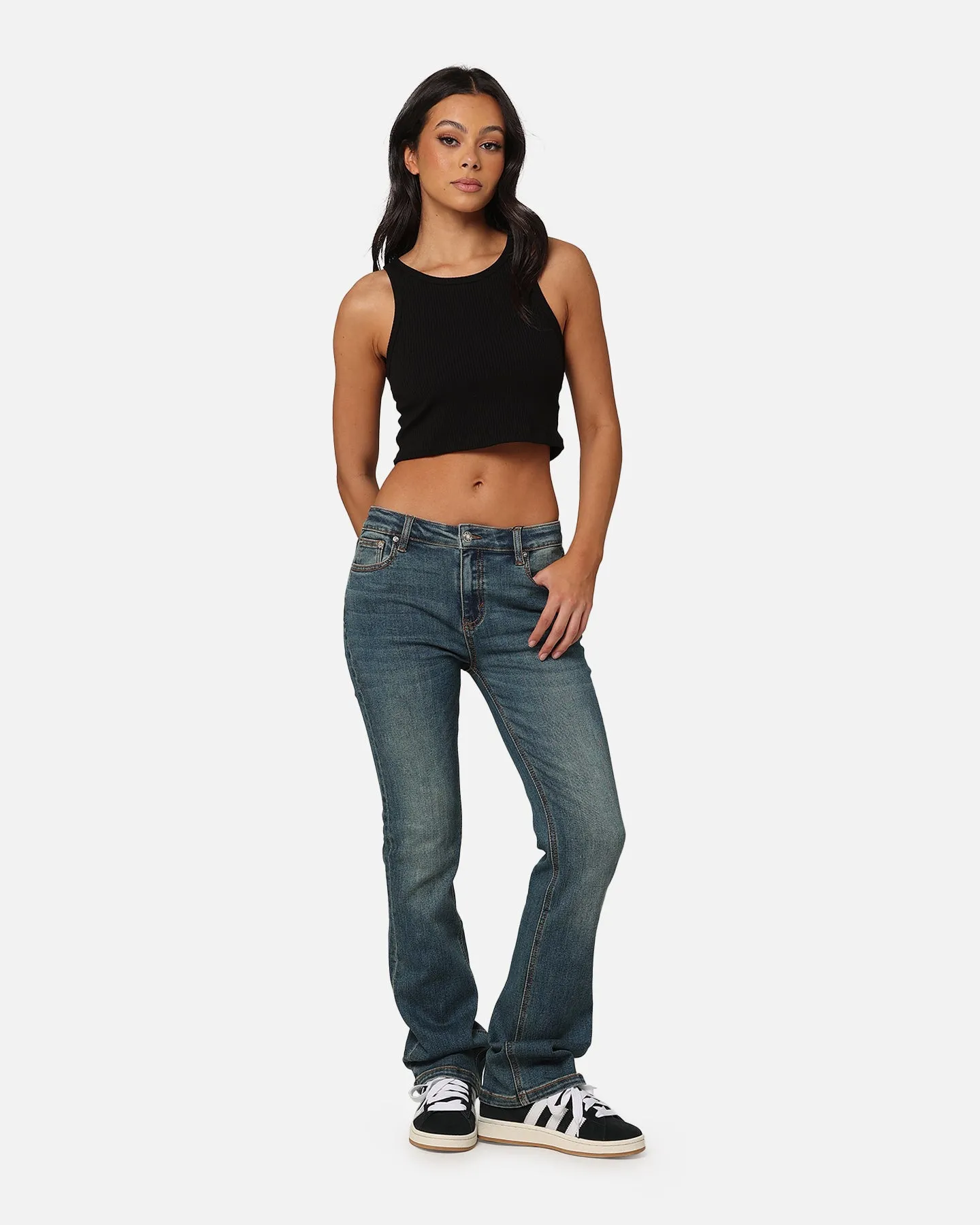 XXIII Women's Mid Rise Skinny Bootleg Jean Dark Denim