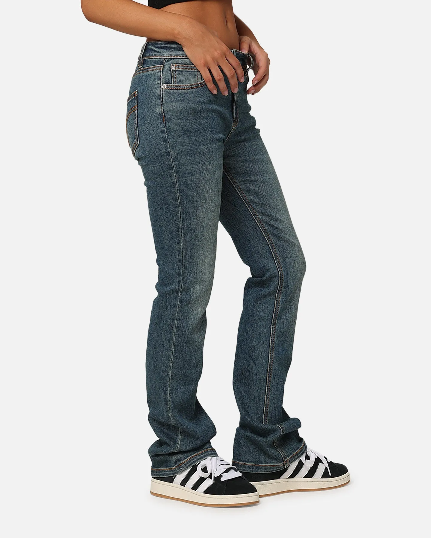 XXIII Women's Mid Rise Skinny Bootleg Jean Dark Denim